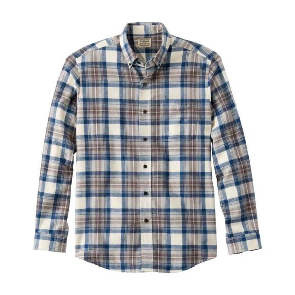 LL Bean Scotch Plaid Flannel Slim Fitted Outdoor Button Down Shirt 100% Cotton M - Picture 1 of 4
